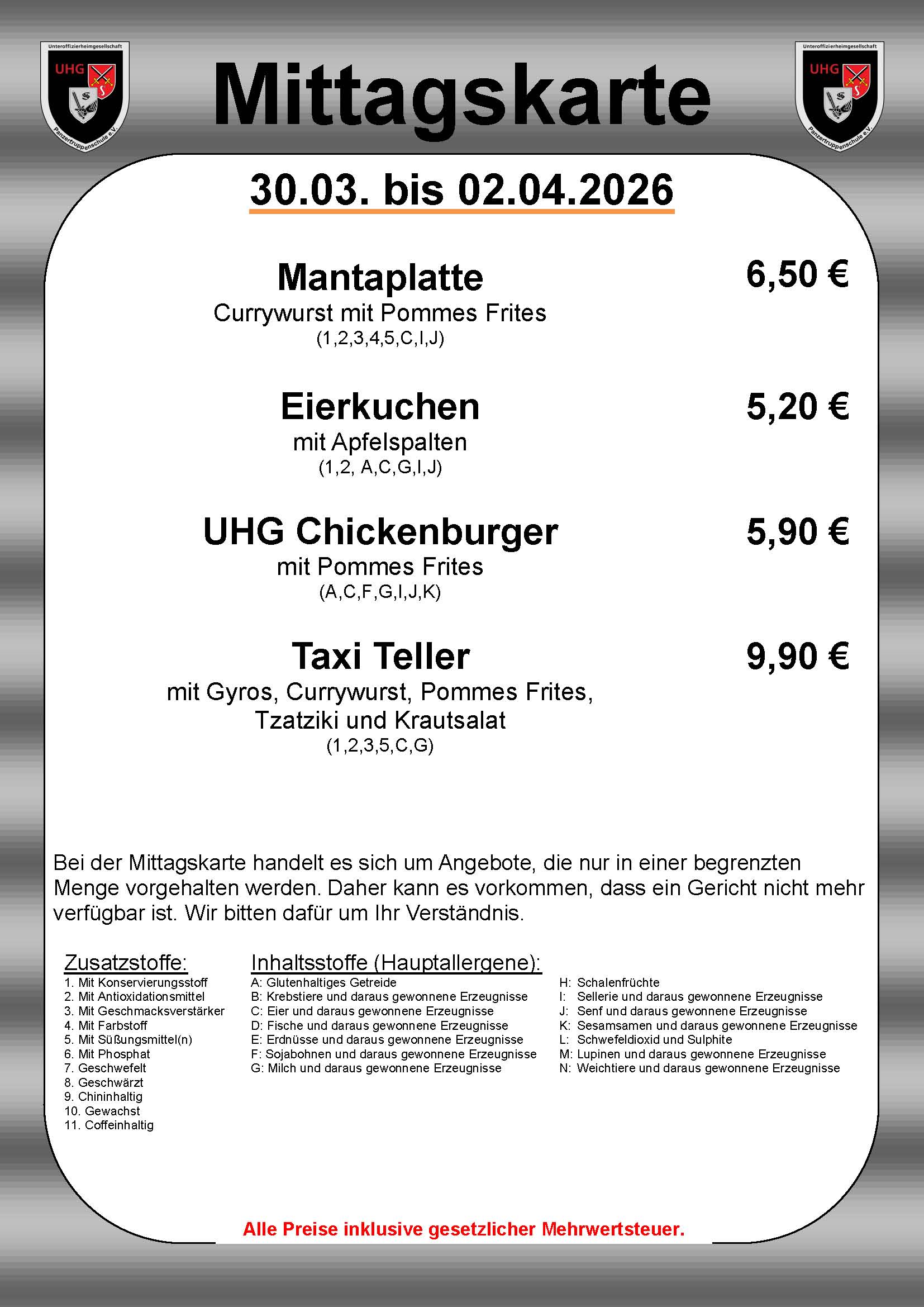 Wochenkarte Seite 1 Seite 1